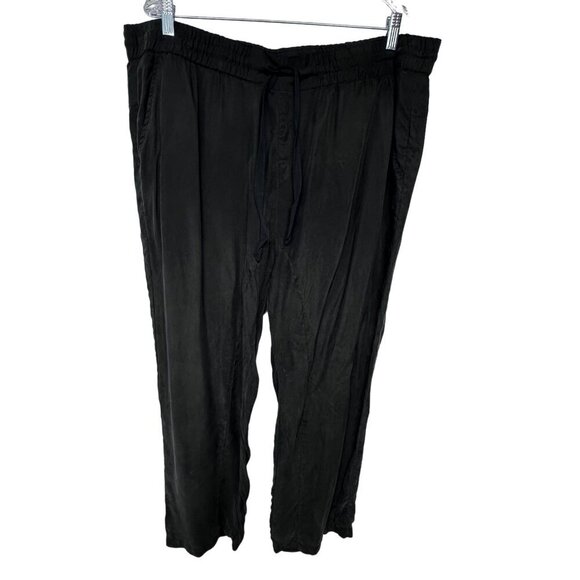 Johnny Was Pete & Greta Flowy Pull On Pants Size XL Black Cupro Blend Pockets - Picture 1 of 14